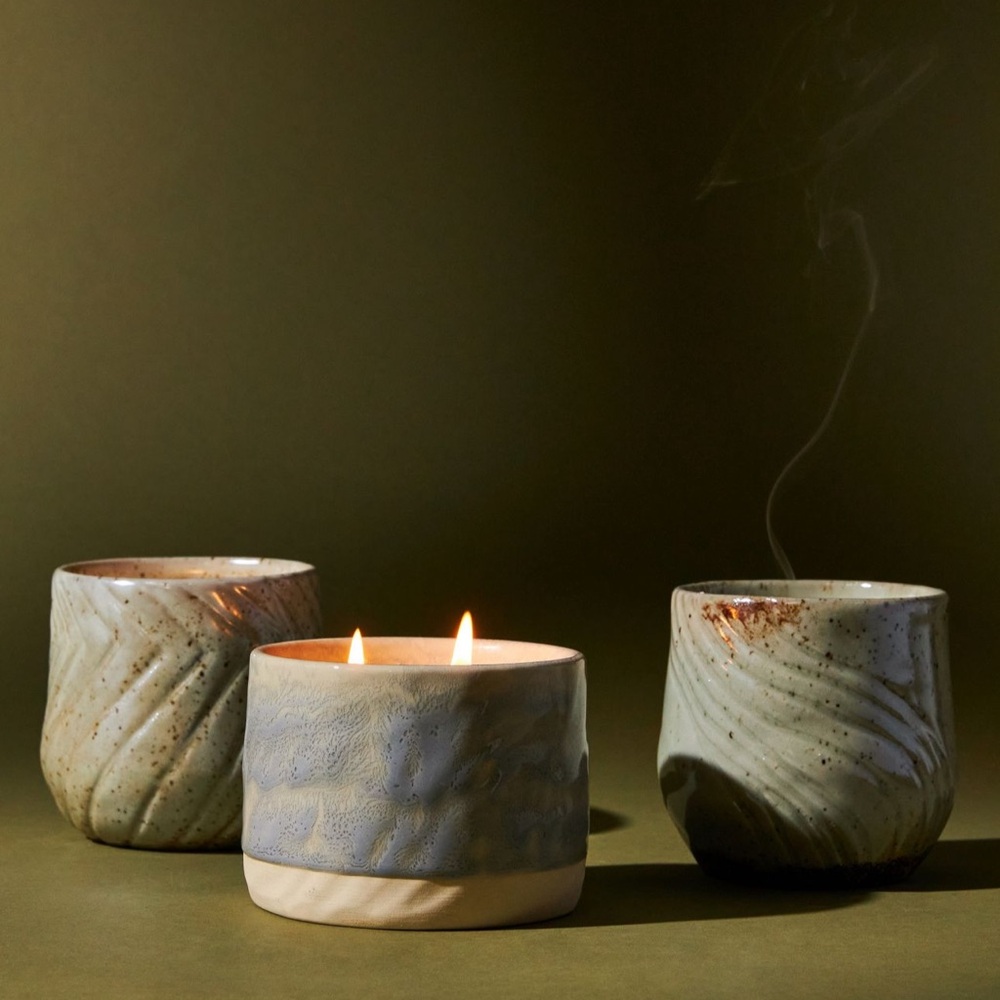 Upcycled Anthropologie Snowfall Candle Vessel - Neutral Ceramic Pen Cup - Picture 11 of 11